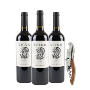 Épico Malbec 750 ml. x 3 Botellas + REGALO: Sacacorchos Profesional