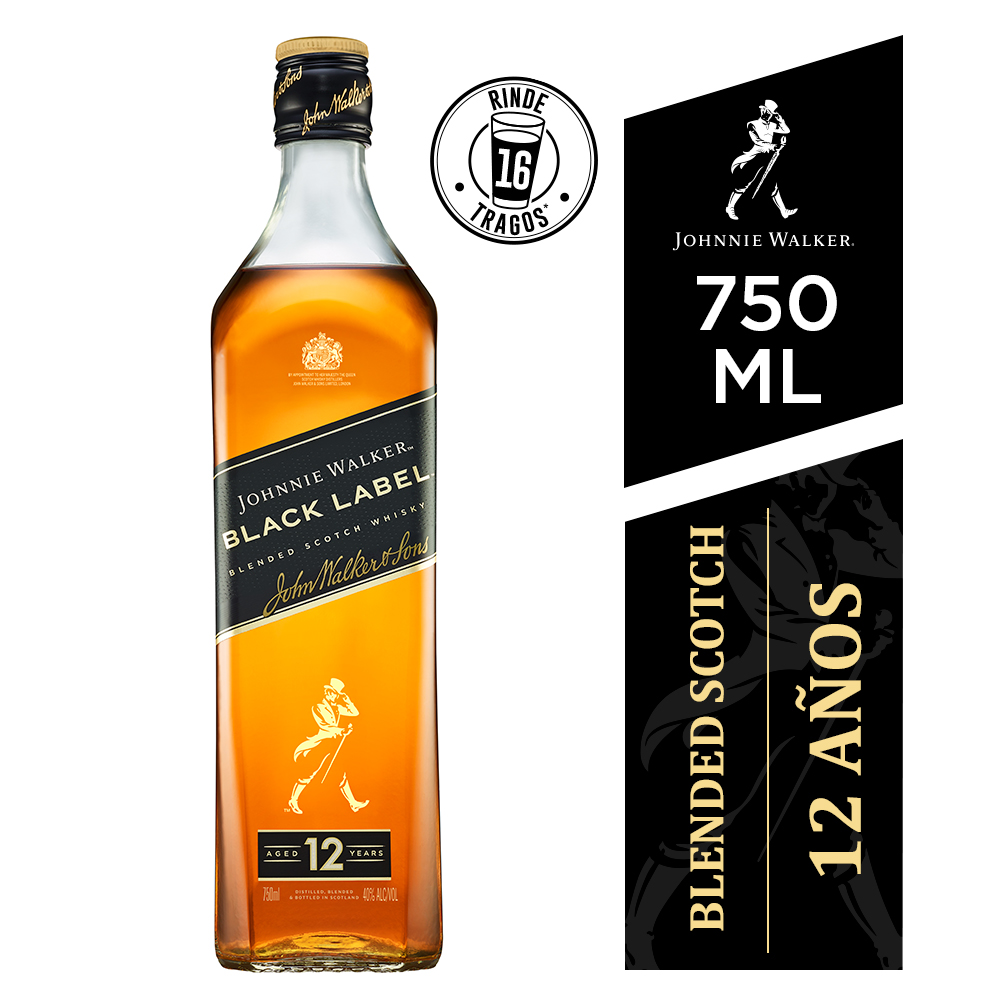 Johnnie Walker Etiqueta Negra 750 ml. (Sin caja)