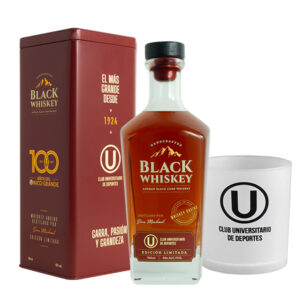 Black Whiskey 700ml Centenario «U» + REGALO: Vaso Whiskero Blanco